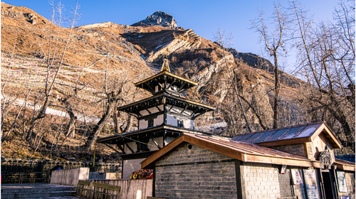 agoda temple at Muktinath, a sacred pilgrimage site in the high mountains of Nepal.