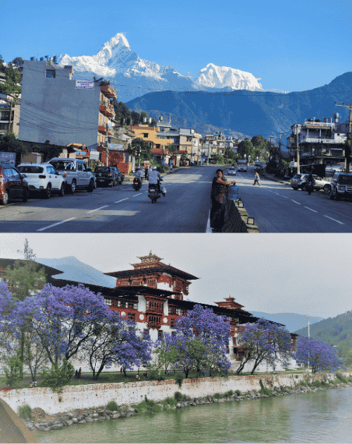 Nepal and Bhutan tour packages for European and American customers, showcasing temples and mountains.